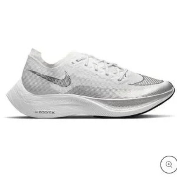 Nike ZOOMX VAPORFLY NEXT% 2 'WHITE METALLIC SILVER' Shoes - Size 8.5 - Picture 1 of 7